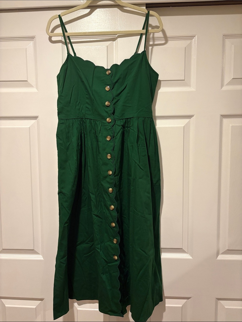 J. Crew Kelly Green dreas with Scallop-Edge Button-Front Midi Dress